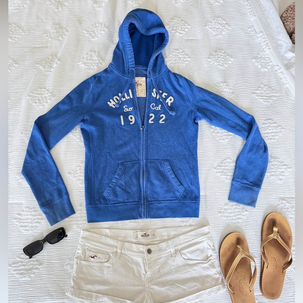 Y2K Early 2000s Hollister Blue Zip-Up Hoodie
